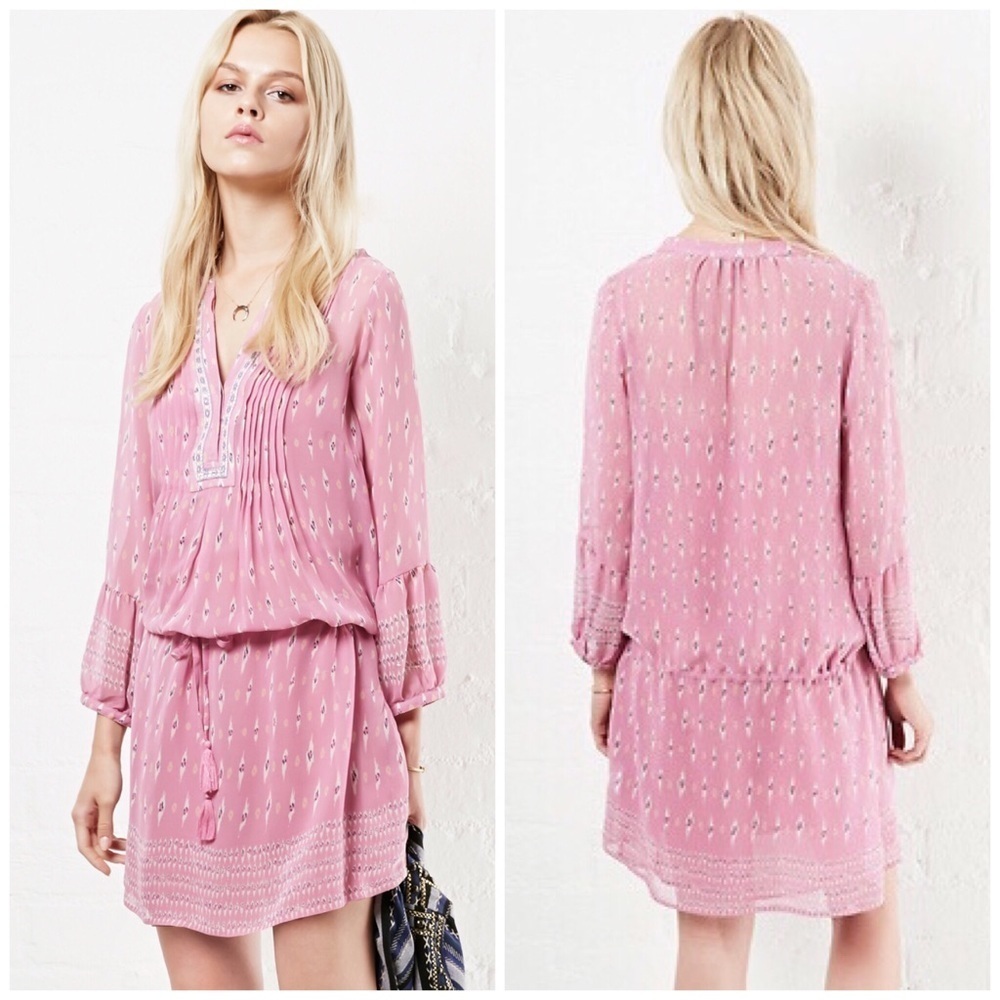 Joie Suerte Printed Silk Drawstring Dress S
